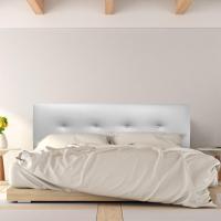 Silvi Tapizado, Estructura Madera, Hilera Botones Estilo Moderno - Fácil Instalación, Acolchado Confort – 150 cm, Polipiel Blanco - details 1