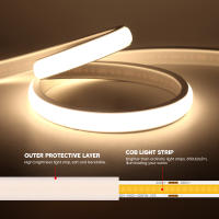 Tira de luces LED COB regulable para exteriores, cinta de 288leds/M con enchufe europeo de 220V, RA90, de alto brillo, para iluminación de jardín, dormitorio y cocina - details 7