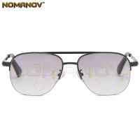 Double Bridge Pilot Frame Men Women Transparent N Grey Lens Progressive Multifocus Reading Glasses Add 75 100 150 175 200 To 400 - details 2