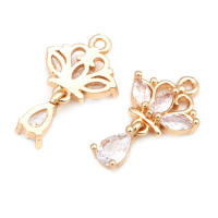 Aretes de Flores de Brasso Dorado 18K Zirconia de Diamante Falso Accesorios DIY de Alta Calidad - details 6