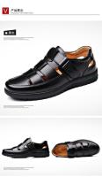 Sandalias de cuero informales formales con suela suave antideslizantes de verano para hombre, zapatos para papá de mediana edad, color negro - details 18