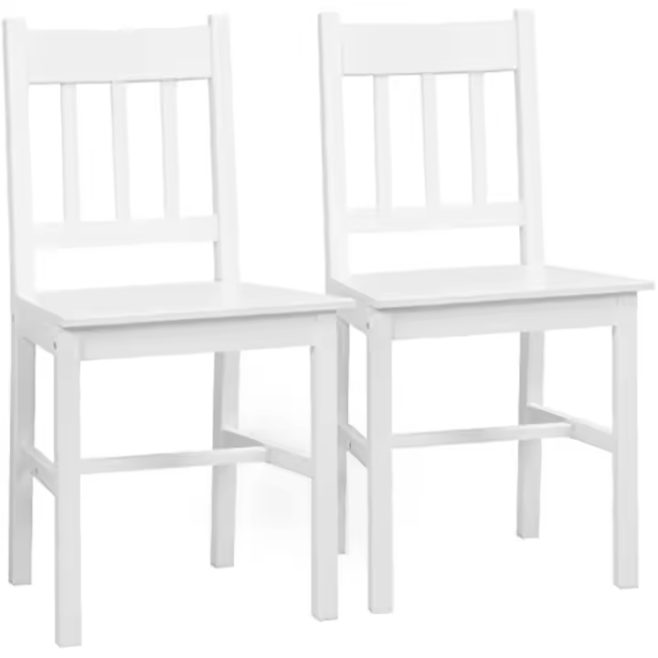 Juego de 2 Sillas de Comedor Blancas Silla de Cocina con Resalto de Listones - 1