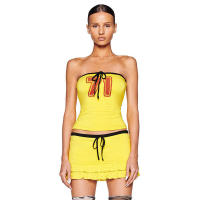 Conjunto de falda con volantes y top tubo sin mangas con cordón ajustable para mujer, novedad de verano F010 - details 8