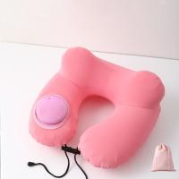 Almohada de viaje inflable en forma de U, cojín de soporte para el cuello con presión suave de la mano, con bolsa de almacenamiento, almohadilla para reposacabezas para ahorrar espacio, coche - details 14