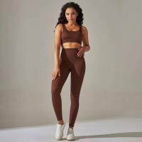 Conjunto de yoga acanalado sin costuras para mujer, ropa de gimnasio, sujetador con elevación, leggings, top de entrenamiento, chándal deportivo, 2 piezas - details 44