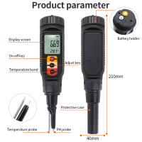 Medidor Digital de PH de alimentos, medidor de PH de alta precisión de 0,00 ~ 14,00, temperatura y acidez para elaboración de fruta, queso, carne, enlatado, masa, tierra - details 10