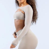 Nuevo chal suave al tacto sin costuras de spandex para mujer, ropa de yoga fitness, elástico, transpirable, chal deportivo de ocio. - details 8