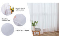 Cortinas modernas para sala de estar, cortina de gafas de poliéster translúcida blanca de 2 piezas, para terraza, sala de estar y dormitorio - details 3