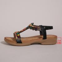 Sandalias de Tacón Plano para Mujer 2025 Estilo Boho con Cuentas de Madera y Strass - details 7