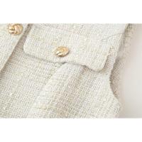 Chaleco sin mangas de tweed con una hilera de botones, cuello redondo y cinturón, ropa exterior para mujer, blusas elegantes 2025 - details 7