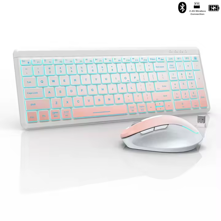 2,4G Bluetooth inalámbrico de doble modo recargable, combinación de teclado y ratón, respuesta rápida sin retraso - 1