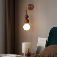 Lámpara de pared para dormitorio, candelabro de mesita de noche de estilo chino de nogal, Fondo de sala de estar Retro japonés - details 0