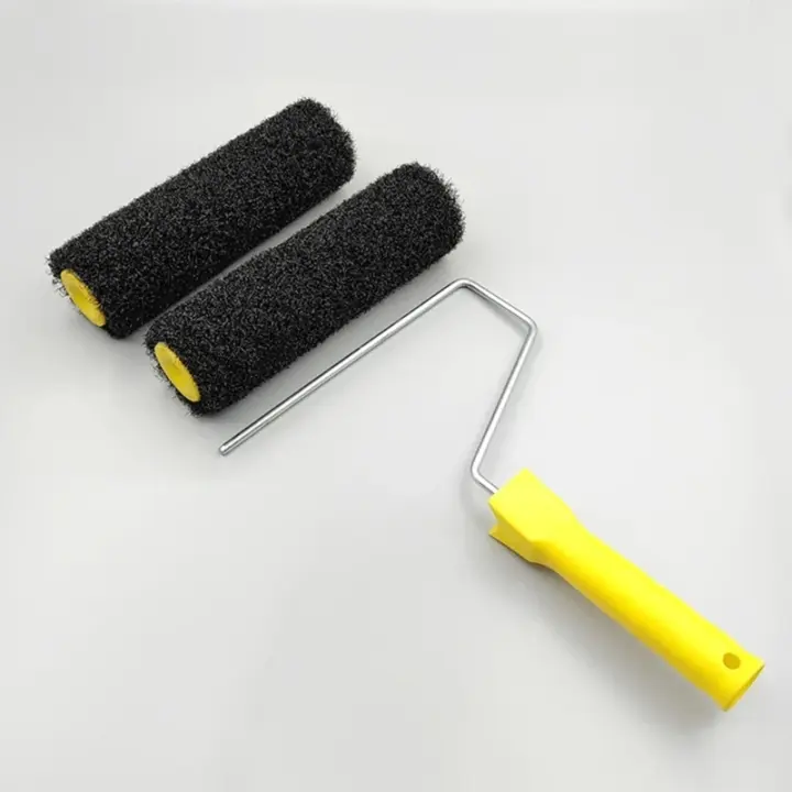 Cepillo De Rodillo De Fibra Negra De 9 Pulgadas Para Aplicación De Masilla Textura De Arte De Pared - Herramienta De Bricolaje Para Decoración Del Hogar, 9inc Negro Cepillo De Fibra Rodillo - 1