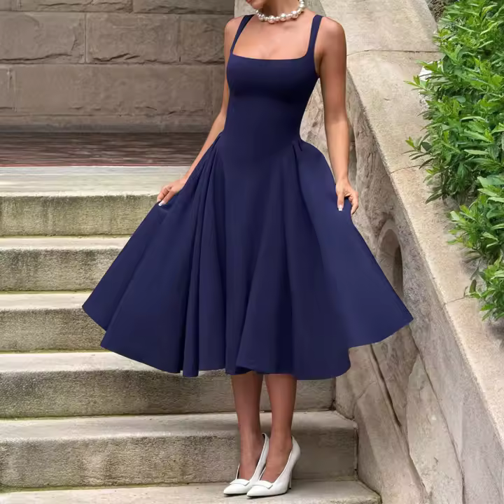 Temperamento francés elegante vestido de tirantes ropa de mujer 2025 verano buenos tiempos - 1