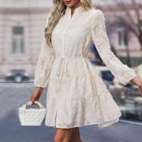 Vestido de manga larga para mujer con cuello alto, moda coreana, color sólido, 2025 - details 9
