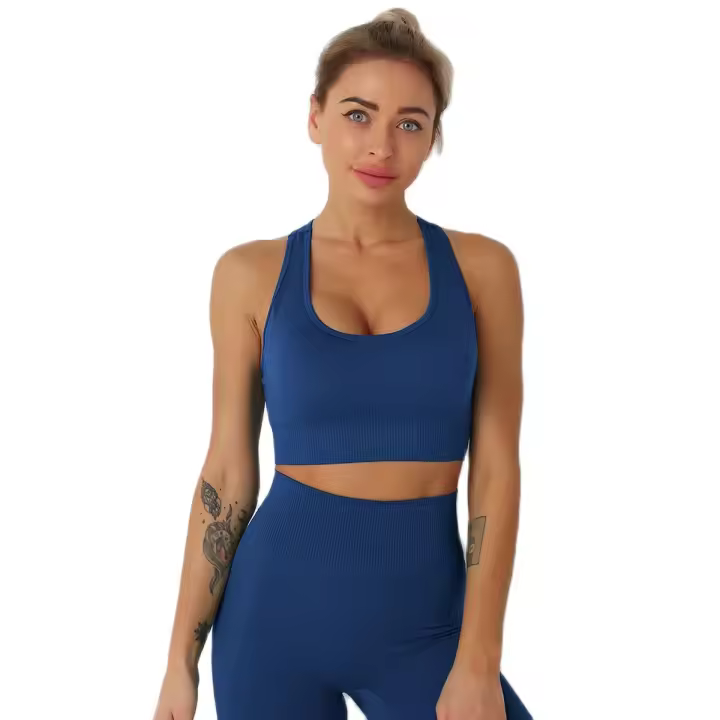 Nessaj-Sujetador deportivo sin costuras para mujer, Top corto de color sólido para yoga, ropa activa para gimnasio, chaleco deportivo - 1