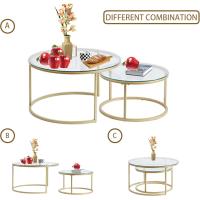 Conjunto de Mesa de Centro Redondo de Madera Tables de Café y Té-Claro - details 24