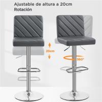 Juego de 2 Taburetes de Bar Altura Ajustable 92-113,5cm Sillas de Bar Asientos Giratorios Diseño Moderno Taburetes Altos Negro - details 15