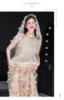Vestido exquisito y etéreo para mujer, novedad de 2025, vestido de compromiso para sesión de fotos de la mañana nupcial con flores dulces francesas de alta gama - details 8