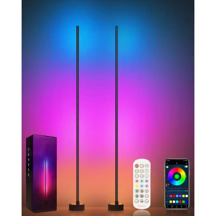 Lámpara de Pie LED RGB Paquete de 2 con Control Remoto y APP Sincronización Musical - 1