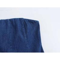 OUWU- Straplss Dnim Drss Primavera 2025 Cintura alta A-lin Bach Casual Cómodo y adelgazante Vrsatil Patchwork Strt - details 4