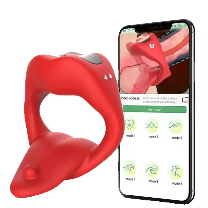 APP Vibrador Lengua Retraso Ejaculación Anillo Juguetes Sexuales para Hombres Anillo de pareja - 1