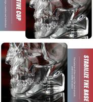 Botella de vidrio de alta calidad con forma de calavera de 750 ml, vaso de cerveza con cara de calavera de vino, vodka, whisky, tapa de café de madera - details 8