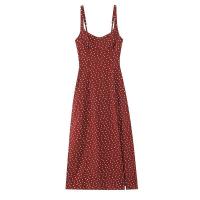 Vestido casual 2025 con estampado de lunares rojos y tirantes con abertura, falda larga, novedad de verano, ropa de mujer. - details 1