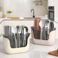 Escurridor de cubiertos de 3 rejillas antideslizante con orificio de drenaje, organizador de palillos, tenedor, cuchara, Color sólido, estante de secado de utensilios duradero para el hogar - details 3