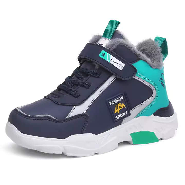 Zapatos para correr al aire libre para niños, zapatillas de deporte cálidas de invierno para niños, zapatos deportivos informales de cuero impermeables, zapatillas antideslizantes para nieve - 1