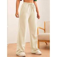 Pantalones de cintura alta y pierna ancha para mujer, pantalones holgados de calidad con cordón, primavera y otoño - details 12