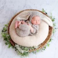 Ropa de Fotografía de Recién Nacido Gorro de Pelo de Mohair con Orejas de Conejo y Mono - details 3