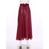 Faldas largas transparentes para mujer, faldas latino Tango salón baile Flamenco lírico, falda dobladillo ancho cintura alta de - details 22