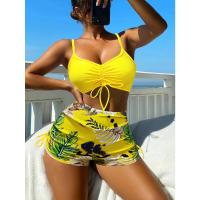 2025 Bikini traje de baño con cordón mujeres pantalones cortos de cintura alta traje de baño femenino acolchado traje de baño natación ropa de playa verano - details 61
