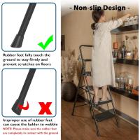 Escaleras Plegables de 3 Escalones, Capacidad de 272KG con Pedales Antideslizantes Anchos, Taburete Escaleras de Mano de Acero, Manubrio de Esponja, Uso en Interiores y Exteriores, Negro - details 11