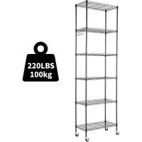 Estantería de Alambre de 6 Niveles con Ruedas Altura Ajustable, Resistente, Ideal para Baño, Cocina, Garaje, Dormitorio Color Plateado - details 16