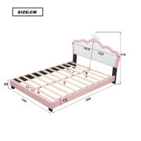 Marco de Cama para Niños 140*200cm con Base de Almohadilla y Espalda, Forma de Corona Rosa - details 5