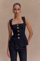Conjunto de Denim para Mujer de Alta Calidad con Botones Modernos Chaqueta y Pantalón Ajustados - details 1