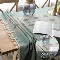 Mantel Elegante de Algodón Lino para Mesa Cuadrada Antimanchas con Bordado Impreso Decorativo para Reuniones Familiares en Cocina - details 1