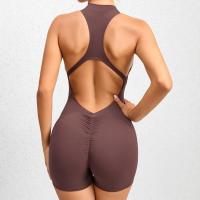 Conjuntos de Yoga de una pieza para mujer, ropa sin mangas, chaleco, mono corto de ejercicio, deporte, gimnasio, entrenamiento, Fitness, pantalones con espalda cruzada, 2025 - details 31
