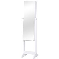 Espejo Joyero con 20 Luces LED Armario Joyero Reclinable con Guardajoyas Anillos Pendientes Collares Cerradura y Llaves 40x37x146 cm Blanco - details 17