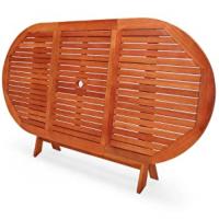 Mesa de comedor de madera de acacia maciza para jardín terraza balcón plegable redonda ovalada