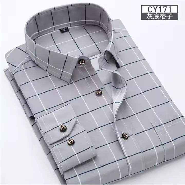 Nueva camisa de manga larga para hombre, ropa informal de negocios fina para primavera y verano, moda transpirable, estampado fino, cuadros de alta calidad - 1