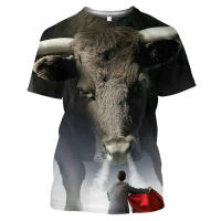 Camiseta de toro español para hombre, Tops con estampado 3D, sudadera de manga corta a la moda, jersey de cuello redondo de verano, ropa informal - details 2