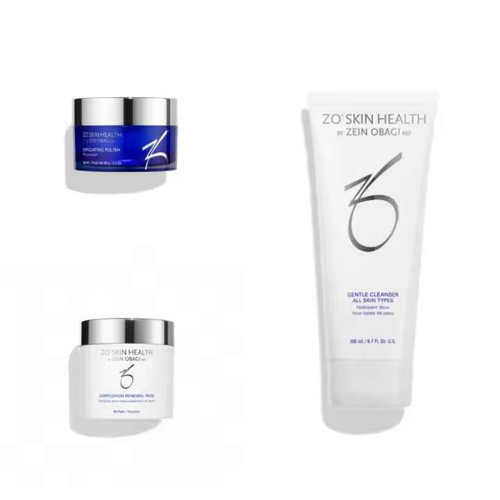 ZO SKIN Limpiador Suave 200ml + Esmalte Exfoliante 65g + Almohadillas Renovadoras del Tezón 60Almohadillas Set de tres piezas - 1