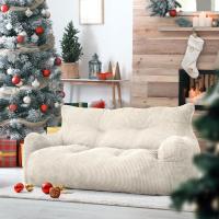 Sillon Puff con relleno incluido, sofás de dos plazas con asas portátiles, sillas de salón ergonómicas, puf interior para sala de estar, dormitorio, sala de juegos, beige - details 6