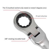 Llave de trinquete de apariencia compacta, diseño plegable, llave de trinquete de Material metálico, 4 colores disponibles, giratoria de 180 grados - details 13