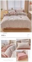 Juego de cama: Sábana ajustable de algodón lavado puro de cuatro piezas, funda de edredón, juego de tres piezas de cama individual para dormitorio de estudiantes: Sábana, funda, - details 18