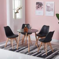 Mesa de Comedor, Estilo escandinavo Ronda Mesa y Patas de Madera de Haya, 80*72 cm, Color Blanco - details 46
