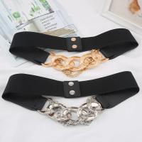 Cadenas de Metal doradas multicapa para mujer, cinturón negro de cuero PU, correas elásticas de cintura ancha, cinturones Punk con remaches, decoración de traje, cinturones de vestido - details 2